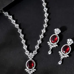 Anouk Silver Plated American Diamond Studded Jewellery Set-picture-14