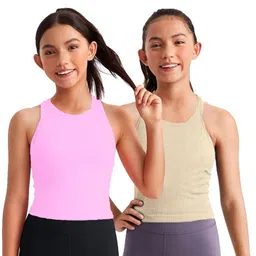 BRAAFEE Gilrs Pack Of 2 Cotton Round Neck Camisoles-picture-54