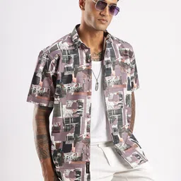 bs blue squad BS Abstract Printed Spread Collar Regular Fit Casual Shirt-picture-35