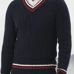 Mast & Harbour Men Cable Knit V-Neck Pullover-image-8