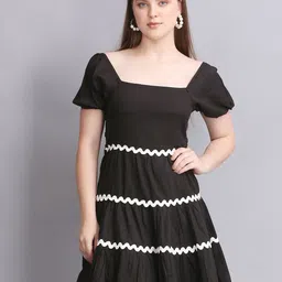 SWISHIN Women Solid Fit & Flare Above Knee Dress-picture-16