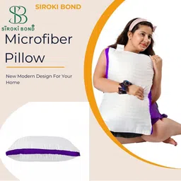 Siroki Bond White & Purple 2 Pieces Soft & Fuffy Satin Microfiber Sleep Pillows image 2