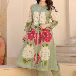 Anni Designer Floral Printed Round Neck A-Line Kurta With Trousers-image-82