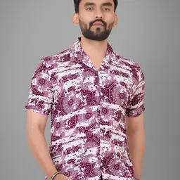 Metronaut Men Cuban Collar Floral Printed Casual Shirt-picture-22
