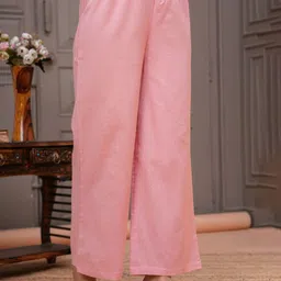 CRENOL THREADS Women Floral Embroidered Thread Work Pure Cotton Kurta with Trousers image 4