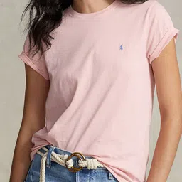 Polo Ralph Lauren Women Solid Round Neck Pure Cotton T-shirt-image-55