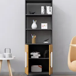 HEXA RED Beige & Grey Wooden Book Shelf image 2