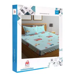 Myntra Elegant Homes Blue & Red Printed 300 TC King Bedsheet Set 2.5 m x 2.2 m image 2
