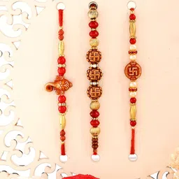 Aapno Rajasthan Set Of 3 Rakhi With Roli Chawal & Greeting Card-picture-53