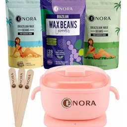 ENORA Set Of 3 Brazilian Face Wax - 100 g Each With Heater & Spatula-picture-12