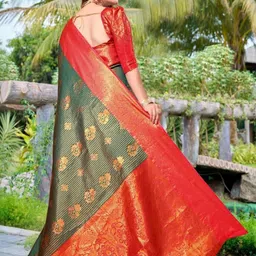 AKSH FASHION Multi Silk Blend Sarees image 3
