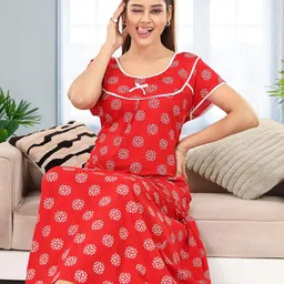 NIGHTY KING Women Printed Maxi Nightdress-image-59