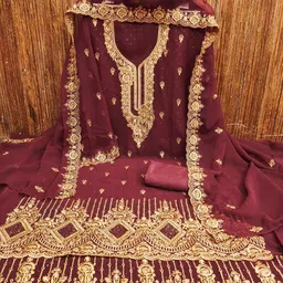 LeeliPeeri Designer Embroidered Unstitched Dress Material image 3