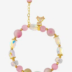 Kushal's Fashion Jewellery Women Gold-Plated Zircon Studded & Beaded Elasticated Bracelet-picture-18