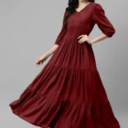 Raiyani Fashion Women Applique V-Neck Fit & Flare Maxi Dress-image-88