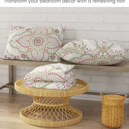 color sense Layers White & Purple Ethnic Motifs Pure Cotton 200 TC Queen Bedsheet with 2 Pillow Covers image 5