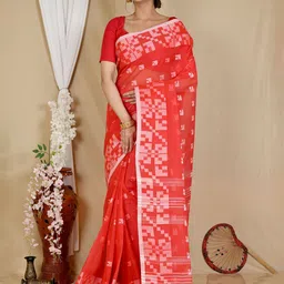 PuJoy Woven Design Pure Cotton Taant Saree-picture-37