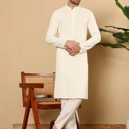 MULTI SHADES Ethnic Motifs Embroidered Mandarin Collar Straight Kurta With Trouser-picture-36