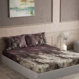 DDecor Galaxy Burgundy & White Floral Cotton 145 TC Queen Bedsheet Set-3.05 m x 3.05 m-picture-21