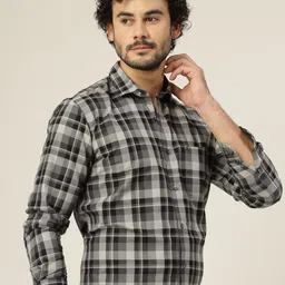 JADEBERRY Men Classic Slim Fit Tartan Checks Opaque Checked Casual Shirt image 3