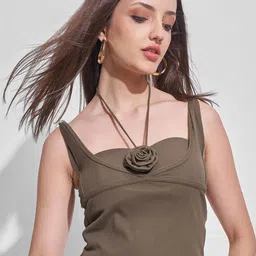Tokyo Talkies Women Shoulder Straps Crop Top-image-53