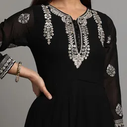 Miss Ethnik Embroidered Maxi Ethnic Dress With Dupatta image 4