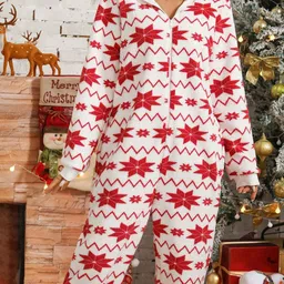 Oh Rare Christmas Print Hooded Basic Jumpsuit image 3