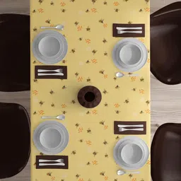 HOME COLORS.IN Yellow Geometric Printed Cotton 8-Seater Table Cover image 5