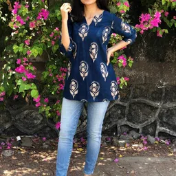 Moda Rapido Women Blue Viscose Rayon Printed Tops-picture-31