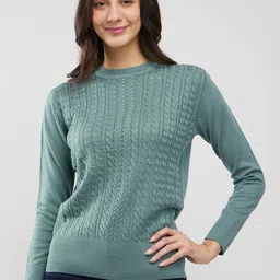 FableStreet Women Round Neck Cable Knit Pullover-picture-32