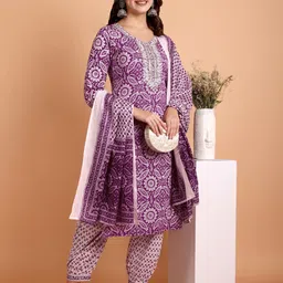 WILL BOTTOM Women Ethnic Motifs Embroidered Regular Sequinned Pure Cotton Kurti with Salwar & With Dupatta-picture-39