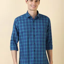 Allen Solly Men Slim Fit Tartan Checked Spread Collar Pure Cotton Casual Shirt-image-22