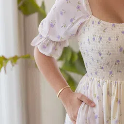 Moda Rapido Floral Print Puff Sleeve Georgette A-Line Midi Dress image 2