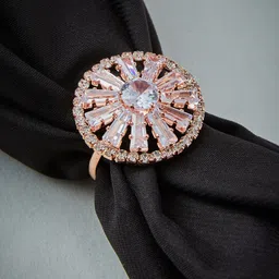 ATIBELLE Rose Gold-Plated Stone-Studded Adjustable Finger Ring-picture-16