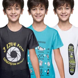 KiddoPanti Boys 3 Printed Raw Edge T-shirt-picture-55
