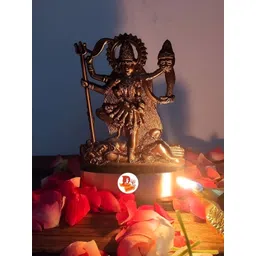 DARIDRA BHANJAN Copper-Toned Durga Kali Religious Idol Showpiece image 4