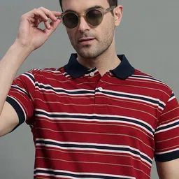 GET GOLF Men Striped Polo Collar Cotton T-shirt-picture-21