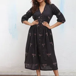 Chidiyaa Printed Cotton Fit & Flare Midi Dress-picture-23