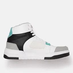 FCUK Men Colourblocked Mid-Top Sneakers with Perforated Detail image 2
