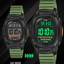 Hala Men Silicon Straps Analogue and Digital Watch Hala-1050-Green image 4