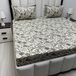 Pure Decor Royal Passion Brown Printed 400TC Pure Cotton Queen Bedsheet Set 2.28 mx2.54 m-image-78