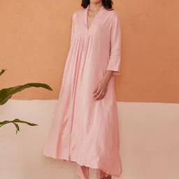 HERE&NOW Women Solid Kurta with Trousers-picture-40