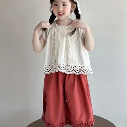 LULU & SKY Girls Pure Cotton Top With Palazzos-picture-42