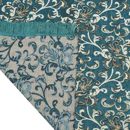 Furnishing Hut Blue & White Ethnic Motifs Printed Non-Slip & Durable Chenille Carpet image 2