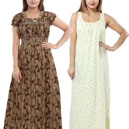 Inner Beats Pack Of 2 Cotton Blend Nightdress-image-65