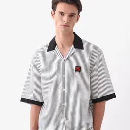 RARE RABBIT Men Comfort Boxy Fit Vertical Striped Cuban Collar Casual Shirt-picture-28