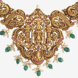 Kushal's Fashion Jewellery Gold-Plated Stone Studded & Beaded Ethnic Antique Jewellery Set image 5