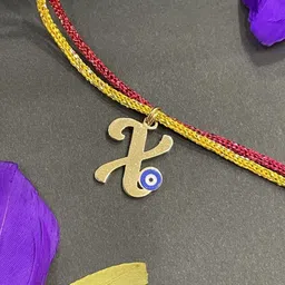 Digital Dress Room Gold Plated X Alphabet Evil Eye Initial Thread Rakhi-picture-14