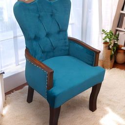 Ikiriya Turquoise Blue Wooded Lounge Chair-picture-43