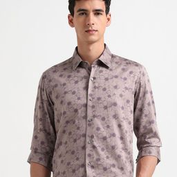 Arrow New York Floral Printed Spread Collar Slim Fit Satin Shirt-picture-5
